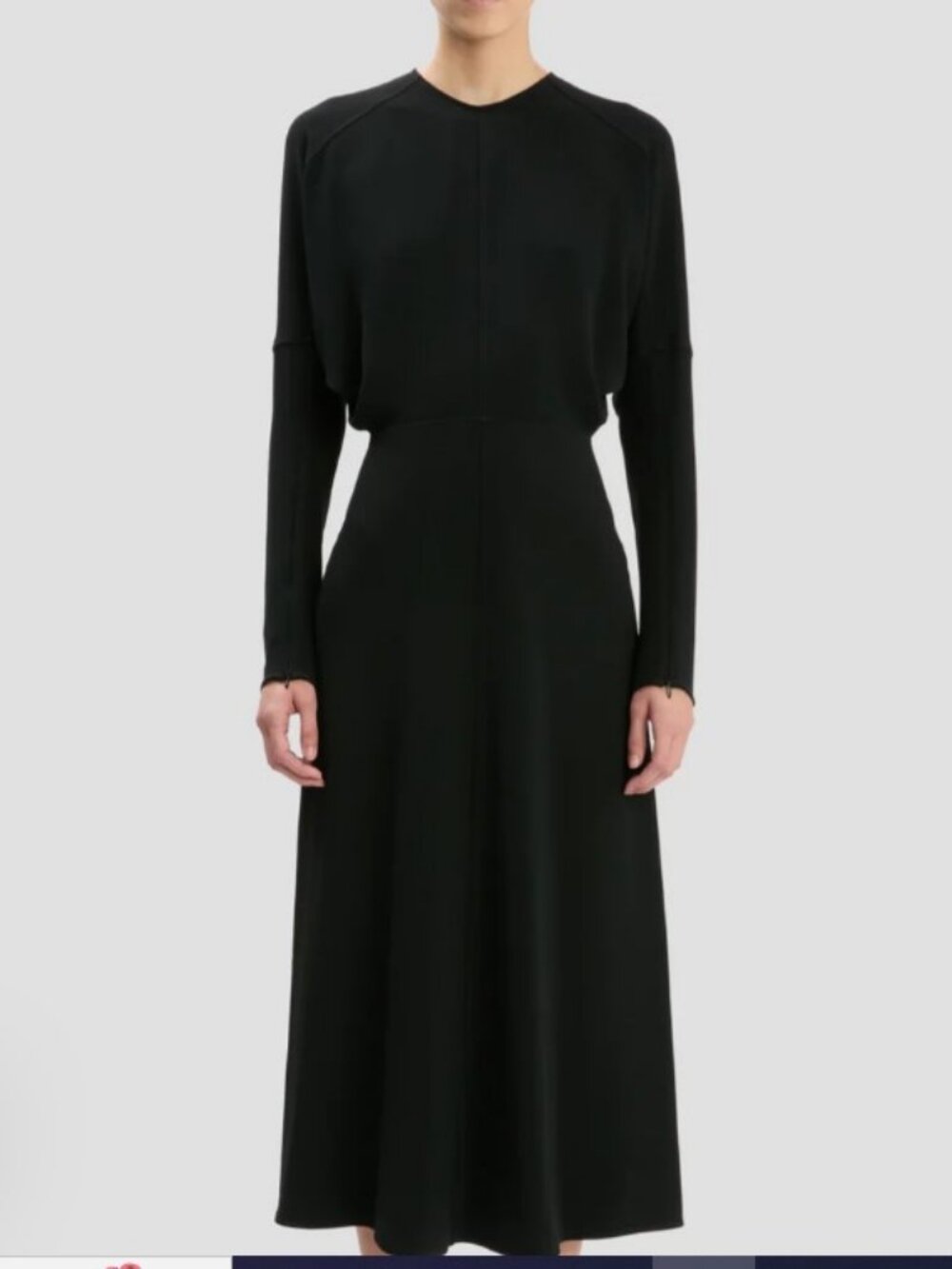 Victoria Beckham Black Long-Sleeve Midi Dress